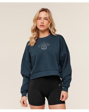 GYMSHARK Worn Crest Graphic Sweatshirt - Blue