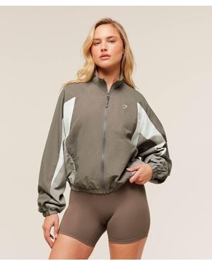 GYMSHARK Contrast Woven Jacket - Brown