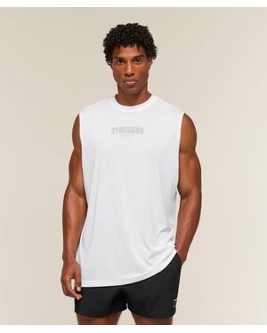 GYMSHARK Motion Blur Graphic Tank - White