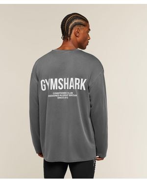 GYMSHARK Conditioning Club Washed Long Sleeve T-Shirt - Grey