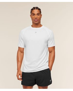 GYMSHARK Hybrid Engineered Jacquard T-Shirt - White