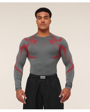 GYMSHARK Storm Seamless Long Sleeve T-Shirt - Grey