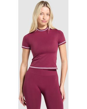 GYMSHARK Contrast Seamless Midi Tee - Red