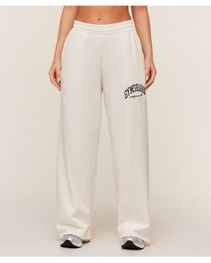 GYMSHARK Collegiate Graphic Straight Leg Joggers - Natural
