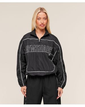 GYMSHARK Wordmark 1/4 Zip Track Jacket - Black