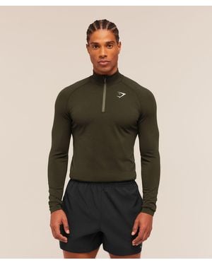 GYMSHARK Vital Seamless 1/4 Zip - Green
