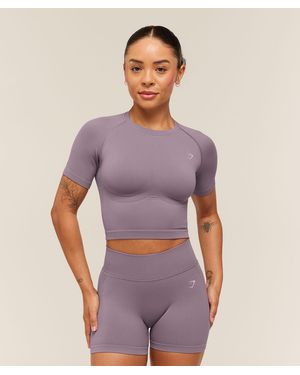 GYMSHARK Lift Seamless Short Sleeve Top - Purple