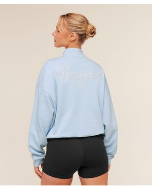 GYMSHARK Script Embroidery Oversized Zip Through - Blue