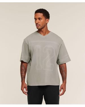 GYMSHARK Collegiate Washed Jersey T-Shirt - Grey