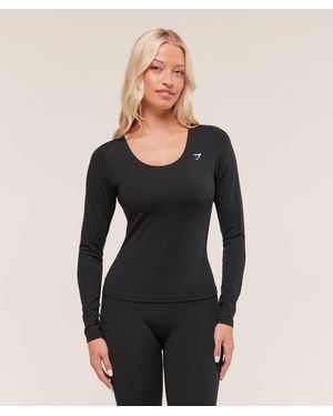 GYMSHARK Twist Back Long Sleeve Top - Black