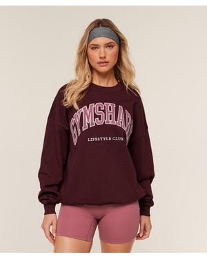 GYMSHARK Collegiate Graphic Crew Neck Pullover - Red