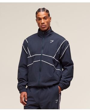 GYMSHARK Retro Crinkle Track Jacket - Blue