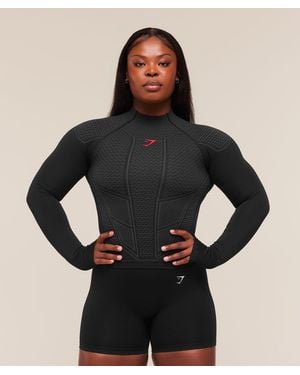 GYMSHARK Onyx V1 Long Sleeve Top - Black