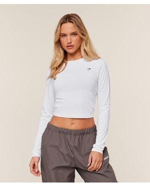GYMSHARK Training Midi Long Sleeve Top - White