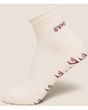 GYMSHARK Frill Pilates Midi Sock - Natural