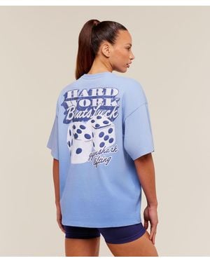 GYMSHARK Hard Work Dice Graphic Short Sleeve T-Shirt - Blue