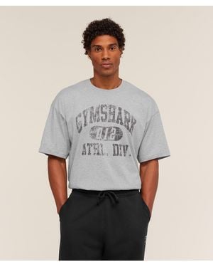 GYMSHARK Athletic Division Graphic T-Shirt - Grey