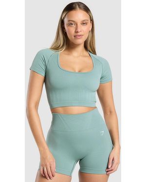 GYMSHARK Corset Seamless Crop Top - Green