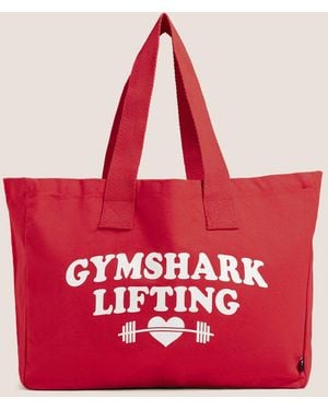 GYMSHARK Love Lifting Graphic Tote Bag - Red