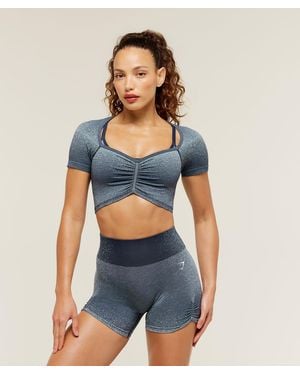 GYMSHARK Blush Seamless Short Sleeve Top - Blue