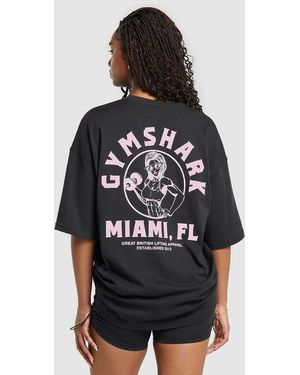 GYMSHARK Miami Graphic Ss T-Shirt - Black