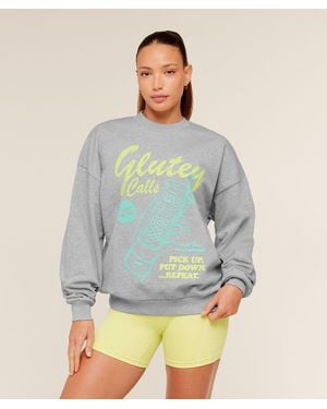 GYMSHARK Glutey Calls Graphic Sweatshirt - Blue