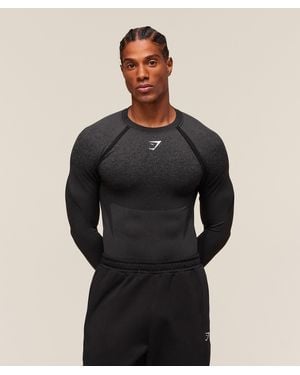 GYMSHARK Shadow Seamless Long Sleeve T-Shirt - Black