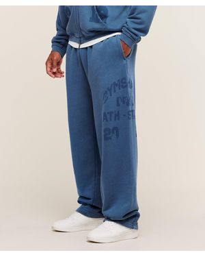 GYMSHARK Collegiate Washed Wide Leg Joggers - Blue