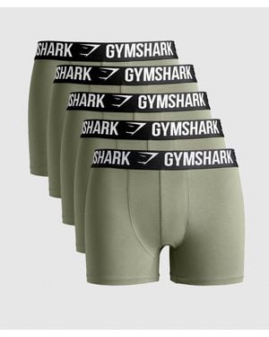 GYMSHARK Boxer Brief 5Pk - Green