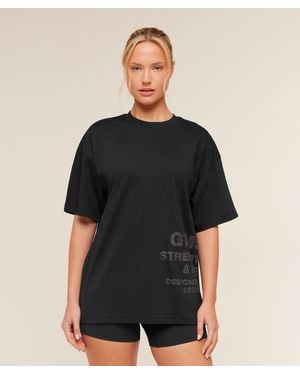 GYMSHARK Stacked Graphic Short Sleeve T-Shirt - Black