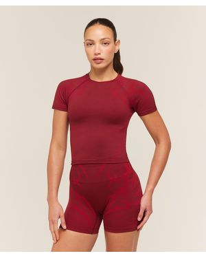 GYMSHARK Storm Seamless Short Sleeve Top - Red