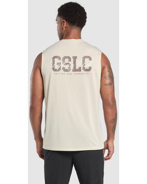 GYMSHARK Script Graphic Cut Off Tank - Natural