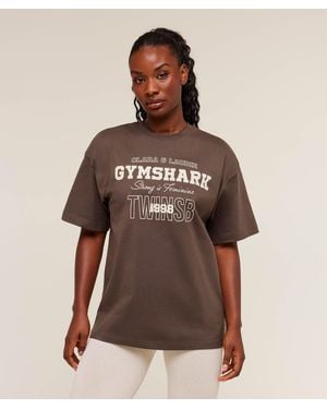GYMSHARK X Twinsbfit Oversized Tee - Brown
