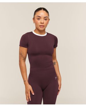 GYMSHARK Everyday Seamless Contrast T-Shirt - Purple