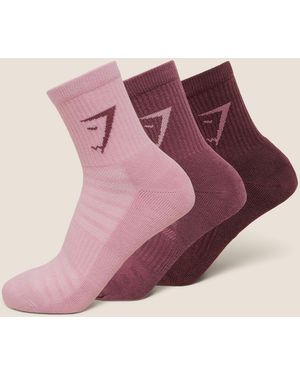 GYMSHARK Midi 3Pk Socks - Pink