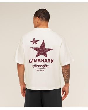 GYMSHARK Strength Stars Washed Graphic T-Shirt - Natural
