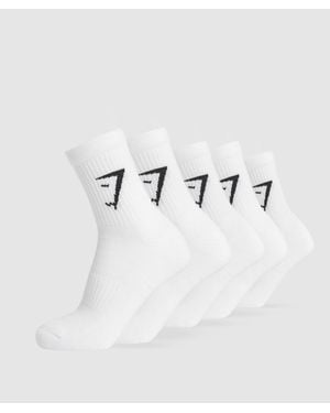 GYMSHARK Midi Socks 5Pk - White