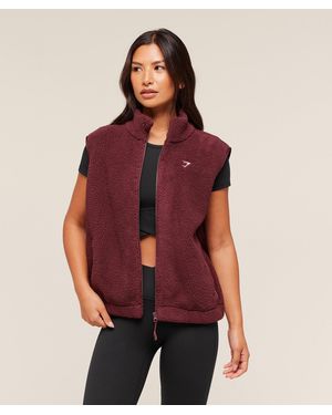 GYMSHARK Sherpa Gilet - Red