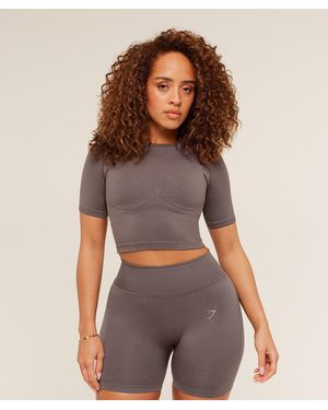 GYMSHARK Lift Seamless Short Sleeve Top - Brown