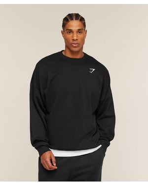 GYMSHARK Crest Oversized Crew - Black