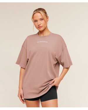 GYMSHARK Chainstitch Graphic Short Sleeve T-Shirt - Natural