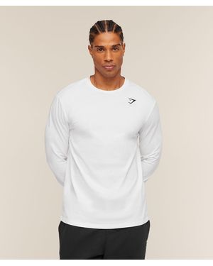GYMSHARK Crest Long Sleeve T-Shirt - White