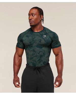 GYMSHARK Geo Seamless T-Shirt - Green