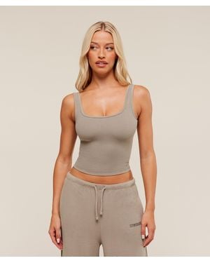 GYMSHARK Waffle Cropped Tank - Natural