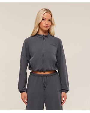GYMSHARK Waffle Midi Zip Up Jacket - Grey