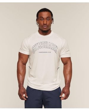 GYMSHARK Collegiate Tech T-Shirt - White