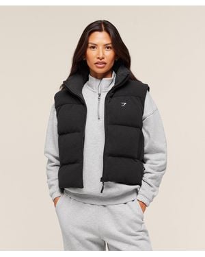 GYMSHARK Borg Puffer Vest - Black