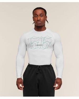 GYMSHARK Outline Graphic Long Sleeve Baselayer - White