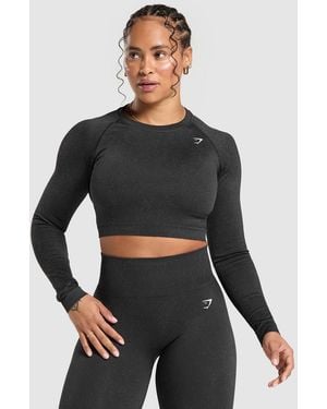 GYMSHARK Adapt Fleck Seamless Long Sleeve Crop Top - Black