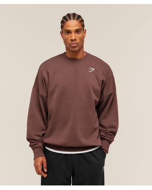 GYMSHARK Oversized Crest Crew - Brown